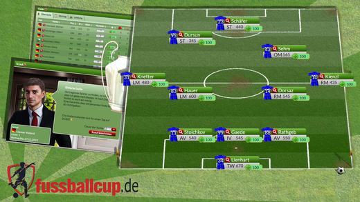 Fussballcup line-up and live match